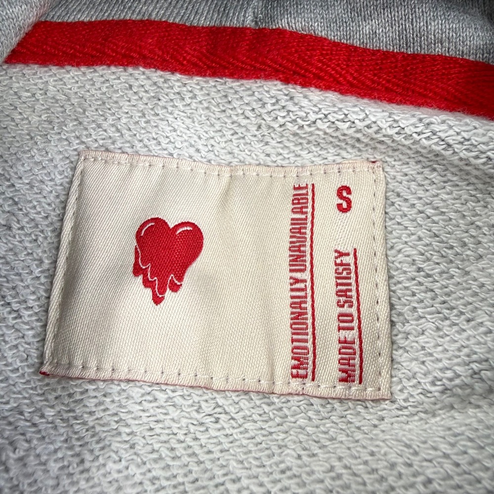 Emotionally Unavailable Yesterdays Tears Melting Heart Gray Hoodie S NEW - Picture 7 of 10